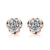 White Sapphire Floral Stud Earrings - 925 Sterling Silver (Multiple Plating Options)