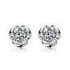 White Sapphire Floral Stud Earrings - 925 Sterling Silver (Multiple Plating Options)