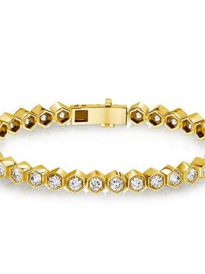 Round Cut Honeycomb Bracelet for Women - 925 Sterling Silver