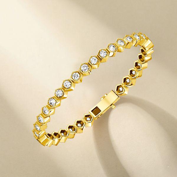Round Cut Honeycomb Bracelet for Women - 925 Sterling Silver