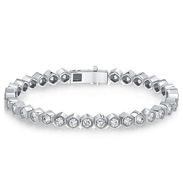 Round Cut Honeycomb Bracelet for Women - 925 Sterling Silver