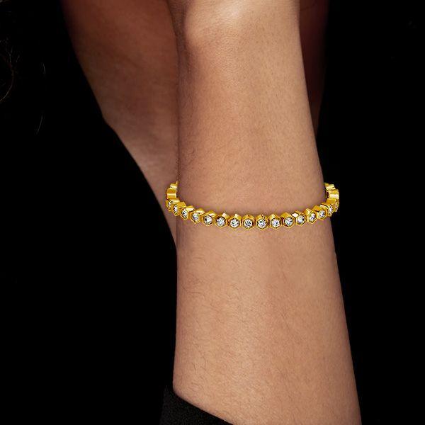 Round Cut Honeycomb Bracelet for Women - 925 Sterling Silver