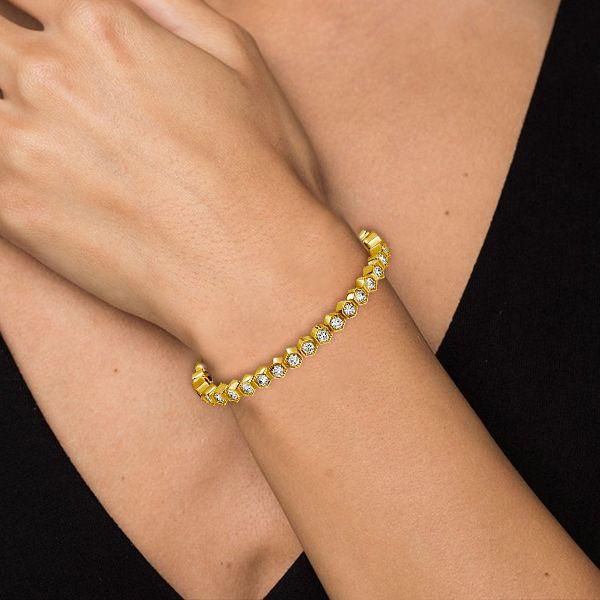 Round Cut Honeycomb Bracelet for Women - 925 Sterling Silver