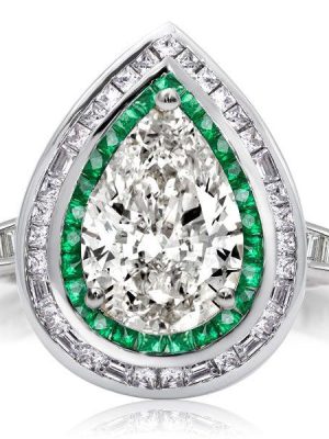 Pear Cut Double Halo Engagement Ring in Sterling Silver