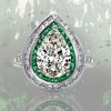 Pear Cut Double Halo Engagement Ring in Sterling Silver