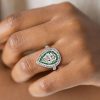 Pear Cut Double Halo Engagement Ring in Sterling Silver