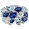 Oval Blue Sapphire & Aquamarine Sterling Silver Wedding Band (6.20 CT TW)