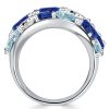 Oval Blue Sapphire & Aquamarine Sterling Silver Wedding Band (6.20 CT TW)