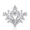 Antique Vintage Style Round Cut Brooch in Sterling Silver with Rhodium Finish