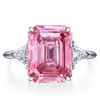 Pink Emerald Cut Engagement Ring in Sterling Silver with Rhodium Plating