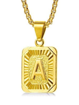 14K Gold Plated Sterling Silver Initial Pendant Necklace - Personalized Letter Jewelry