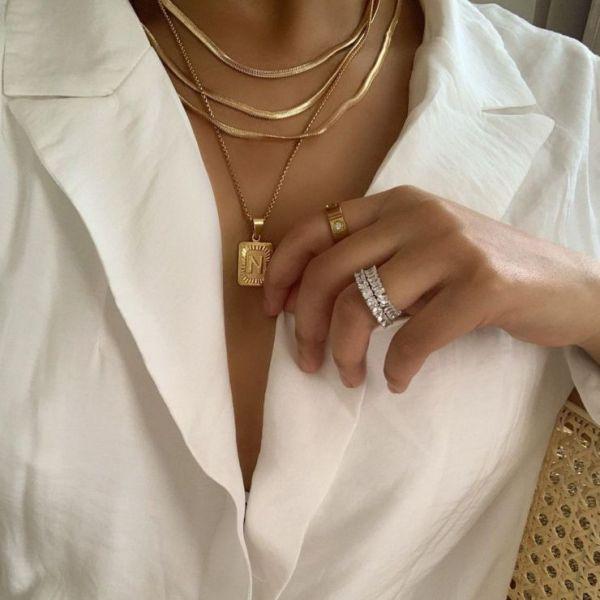 14K Gold Plated Sterling Silver Initial Pendant Necklace - Personalized Letter Jewelry