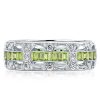 Milgrain Peridot Rope Wedding Band in Sterling Silver