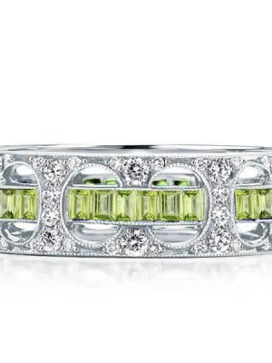 Milgrain Peridot Rope Wedding Band in Sterling Silver