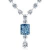 Radiant Cut Blue Topaz Pendant Necklace - 925 Sterling Silver