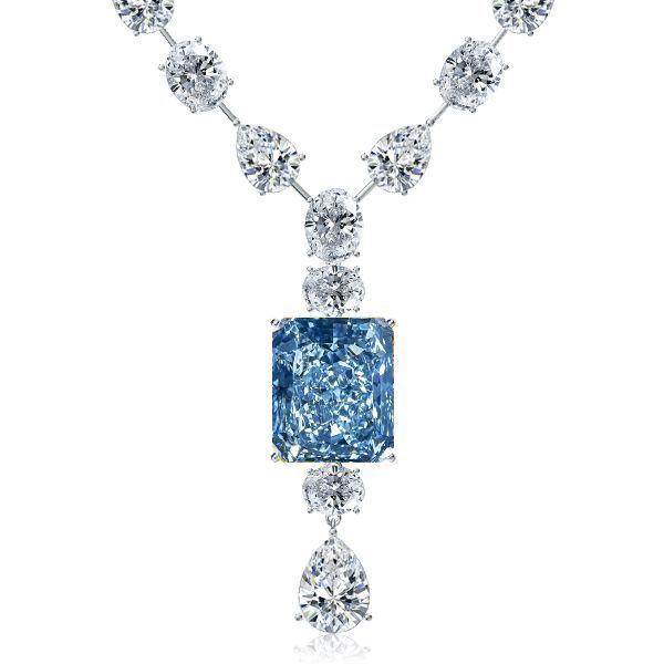 Radiant Cut Blue Topaz Pendant Necklace - 925 Sterling Silver