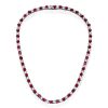 Alternating Ruby and White Sapphire Tennis Necklace in 925 Sterling Silver