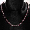Alternating Ruby and White Sapphire Tennis Necklace in 925 Sterling Silver