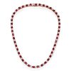 Alternating Ruby and White Sapphire Tennis Necklace in 925 Sterling Silver