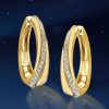 White Sapphire Twist Hoop Earrings - 18K Gold Plated Sterling Silver