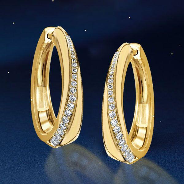White Sapphire Twist Hoop Earrings - 18K Gold Plated Sterling Silver