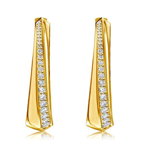 White Sapphire Twist Hoop Earrings - 18K Gold Plated Sterling Silver