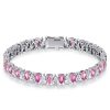 White & Pink Pear Shaped Stone Bracelet - 925 Sterling Silver Wedding Jewelry