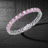 White & Pink Pear Shaped Stone Bracelet - 925 Sterling Silver Wedding Jewelry