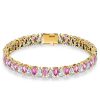 White & Pink Pear Shaped Stone Bracelet - 925 Sterling Silver Wedding Jewelry