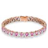 White & Pink Pear Shaped Stone Bracelet - 925 Sterling Silver Wedding Jewelry
