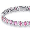 White & Pink Pear Shaped Stone Bracelet - 925 Sterling Silver Wedding Jewelry
