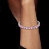 White & Pink Pear Shaped Stone Bracelet - 925 Sterling Silver Wedding Jewelry