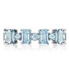 Aquamarine Baguette Wedding Band Ring for Women - 925 Sterling Silver