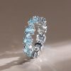 Aquamarine Baguette Wedding Band Ring for Women - 925 Sterling Silver