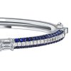 Blue Sapphire & Emerald Cut Sterling Silver Bangle Bracelet for Women - 7, 8, 9 Inch