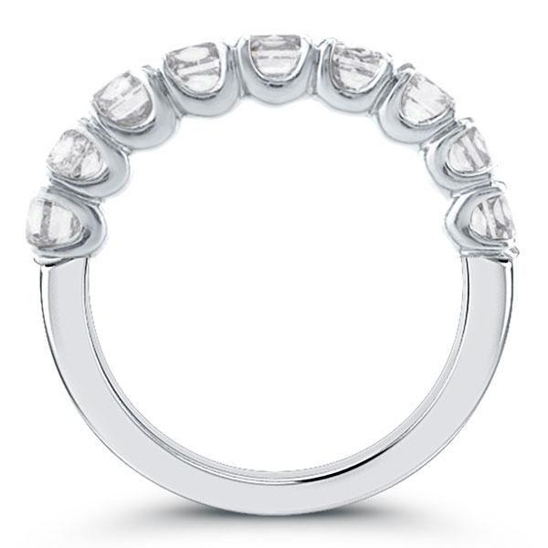 Sapphire & Created White Sapphire Half Eternity Wedding Band - Sterling Silver