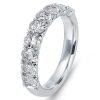 Sapphire & Created White Sapphire Half Eternity Wedding Band - Sterling Silver
