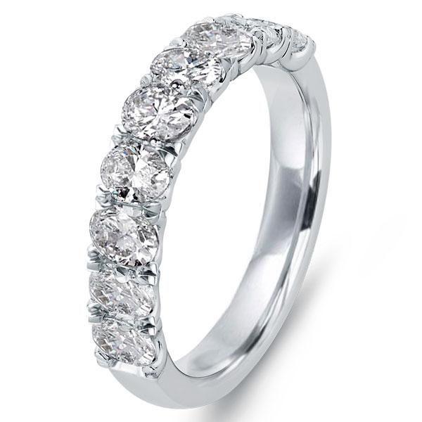Sapphire & Created White Sapphire Half Eternity Wedding Band - Sterling Silver