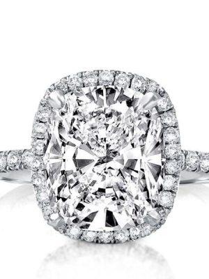 Cushion Halo Engagement Ring with 3.50 CT Created White Sapphire in Rhodium Plated Sterling Silver