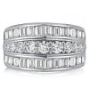 Triple Row White Sapphire Wedding Band | 2.35 CTW Anniversary Ring in Sterling Silver