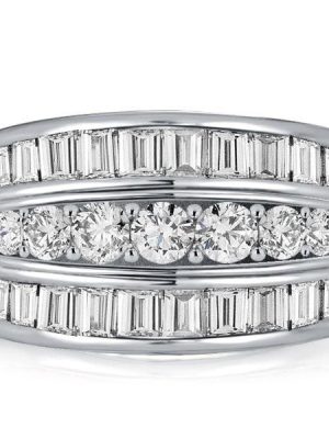 Triple Row White Sapphire Wedding Band | 2.35 CTW Anniversary Ring in Sterling Silver