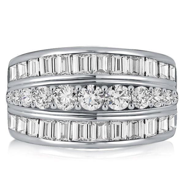 Triple Row White Sapphire Wedding Band | 2.35 CTW Anniversary Ring in Sterling Silver