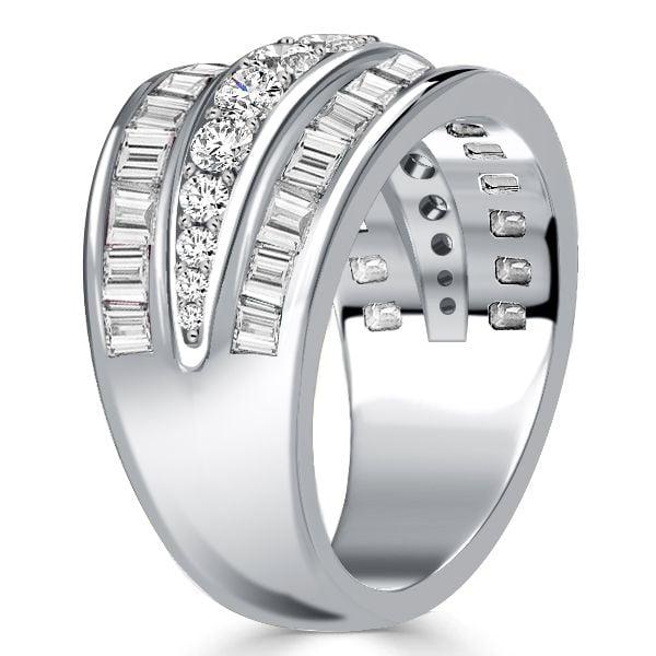 Triple Row White Sapphire Wedding Band | 2.35 CTW Anniversary Ring in Sterling Silver