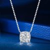 Cushion Cut Solitaire Pendant Necklace - 925 Sterling Silver, 4 CT TW