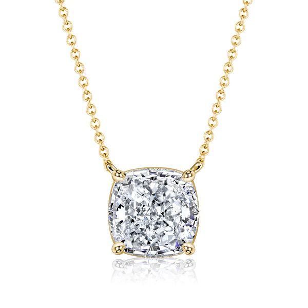 Cushion Cut Solitaire Pendant Necklace - 925 Sterling Silver, 4 CT TW