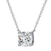 Cushion Cut Solitaire Pendant Necklace - 925 Sterling Silver, 4 CT TW