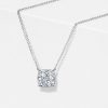 Cushion Cut Solitaire Pendant Necklace - 925 Sterling Silver, 4 CT TW