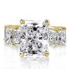 Golden Radiant Created White Sapphire Engagement Ring in 18K Gold Plated Sterling Silver