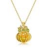 Halloween Pumpkin Opal Necklace - 18K Gold Plated Sterling Silver Pendant