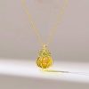 Halloween Pumpkin Opal Necklace - 18K Gold Plated Sterling Silver Pendant